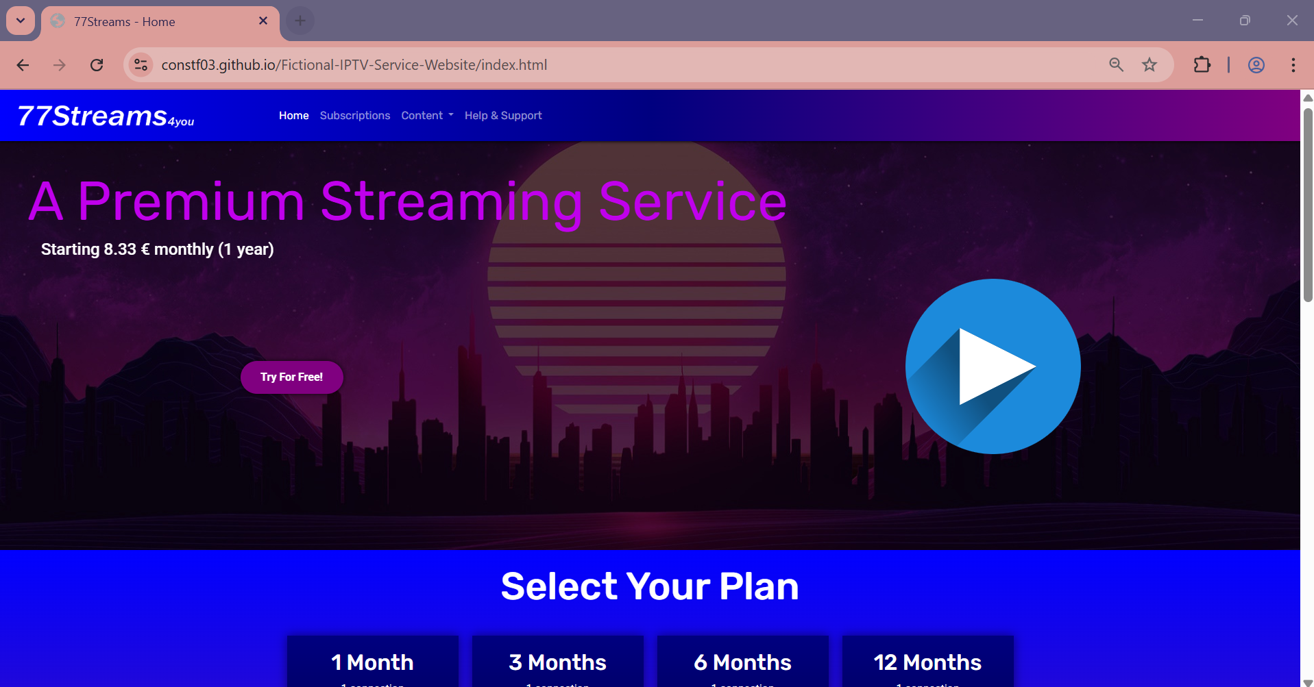 IPTV Website preview